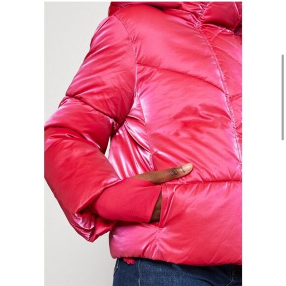 Gap Big Puff Cropped Jacket in Super Neon Hot Pink Size Small - Picture 3 of 12